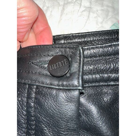 VINTAGE 90's EMANUEL UNGARO LIBERTE BLACK LEATHER PANTS 6 - Picture 3 of 8